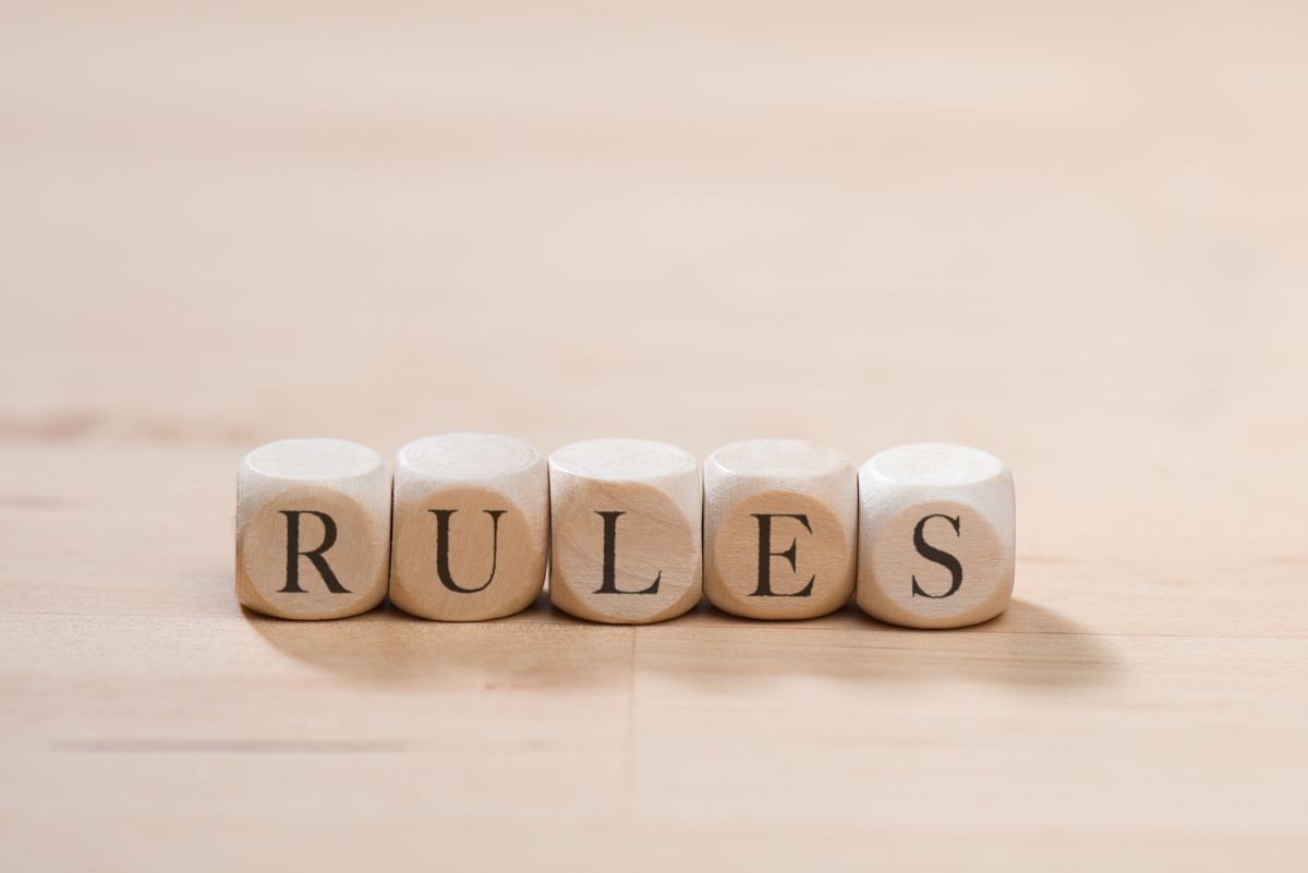 Rules word on wooden cubes. Rules concept